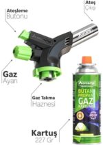 Orcamp CX-500 Çakmaklı Kartuş Pürmüz ve 227 gr Gaz Kartuşu Seti