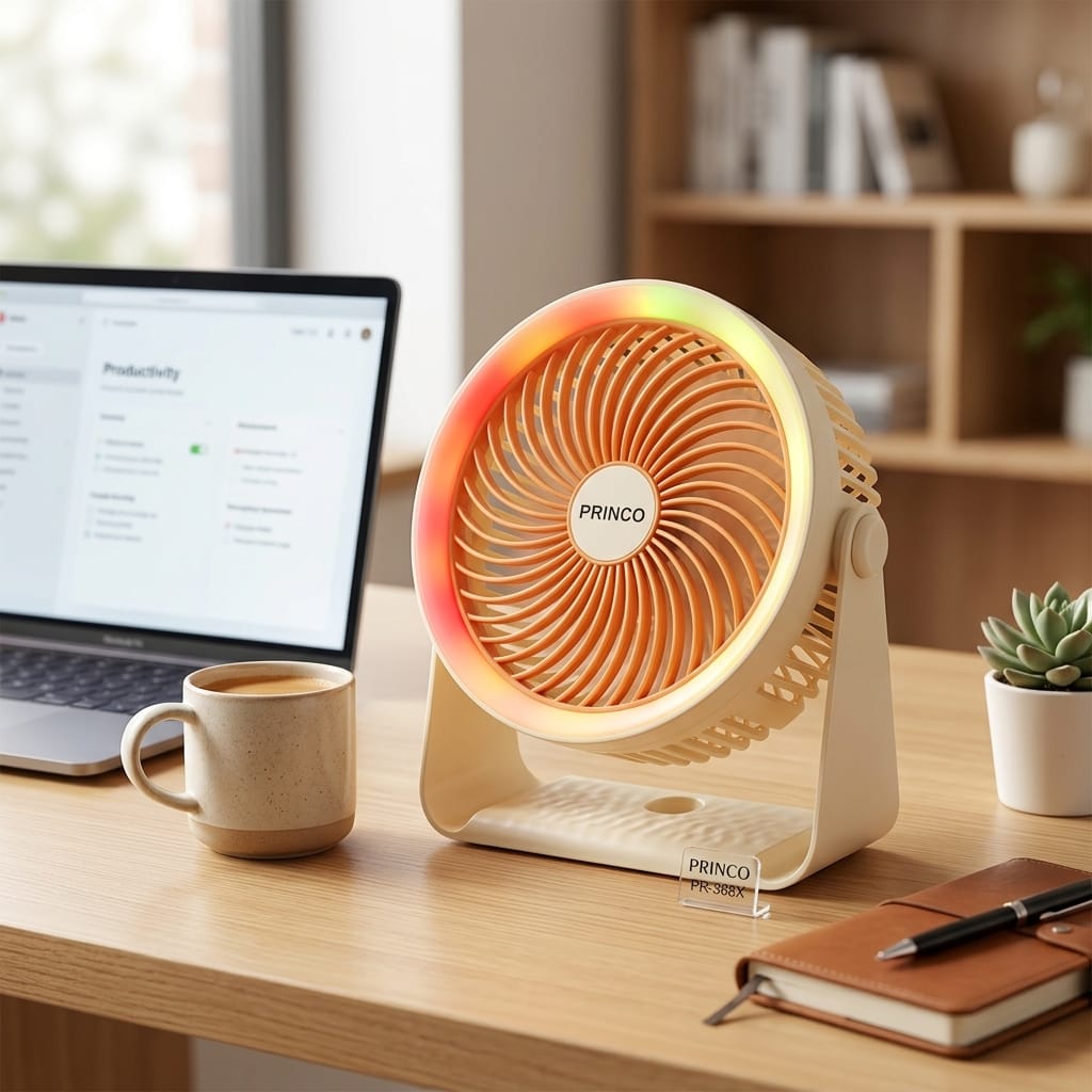 8601234563686-image-1 Princo PR-368X 5 Kademeli Şarjlı Masaüstü ve Duvar Tipi LED Fan