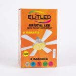 ELiTLED Kristal LED Işıklı Tavan Vantilatörü 6 Kanatlı Kumandalı 52cm