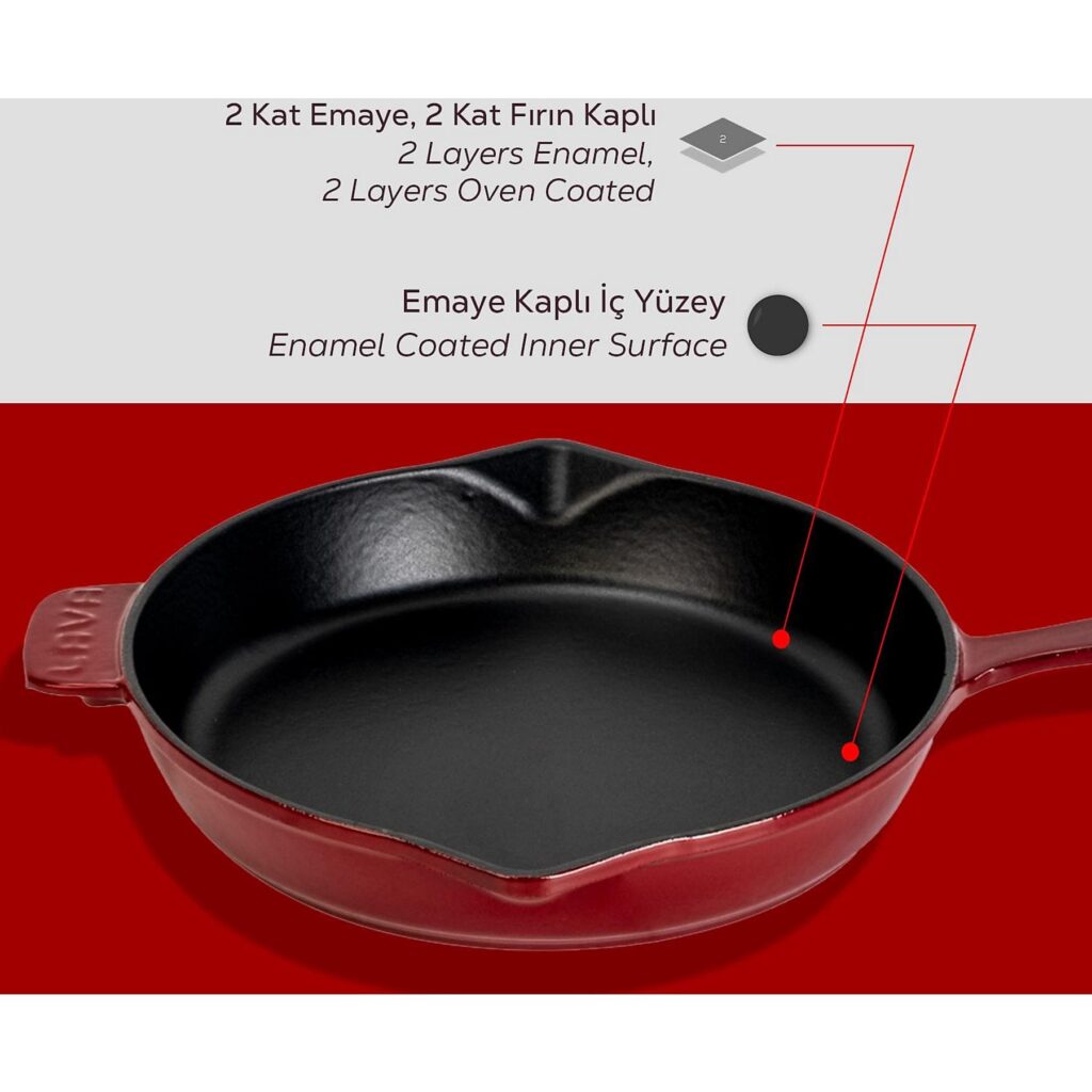 LAVA Yuvarlak Döküm Demir Kızartma Tavası 28 cm Bordo