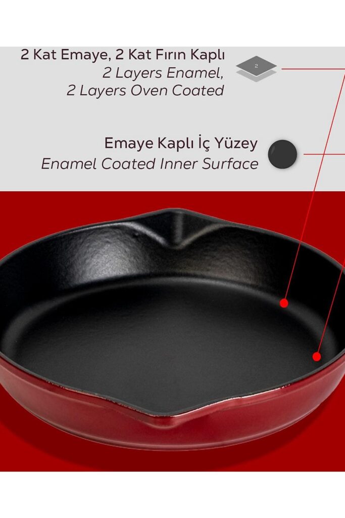 LAVA Yuvarlak Döküm Demir Kızartma Tavası 28 cm Bordo