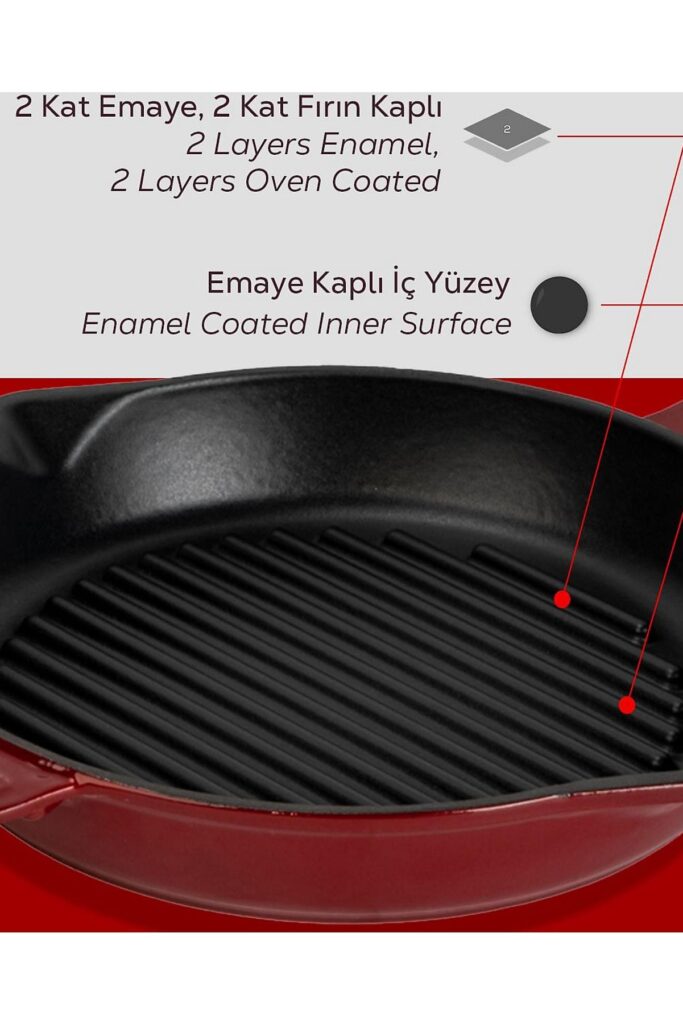 LAVA Döküm Yuvarlak Izgara Tava 28 cm Bordo