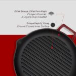 LAVA Yuvarlak Döküm Demir Izgara Tava Bordo 26 cm