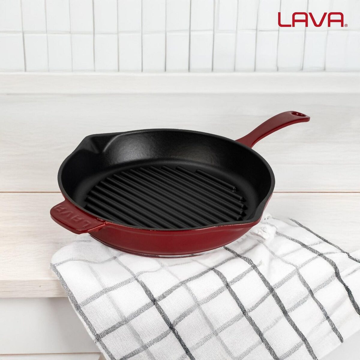 8682998035299-image-1 LAVA Döküm Yuvarlak Izgara Tava 28 cm Bordo