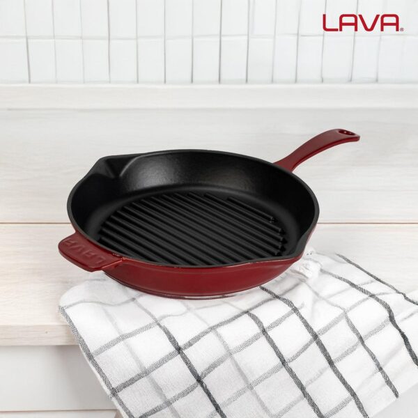 LAVA Döküm Yuvarlak Izgara Tava 28 cm Bordo