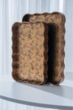 Acar Poliüretan Lüx 2'li Çiçek Desenli Sunum Tepsisi 45x30 cm ve 39x25 cm - Görsel 8