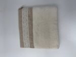 Nurpak Tuna Keten Dokulu Banyo Havlusu 50x90 cm Krem - Görsel 2