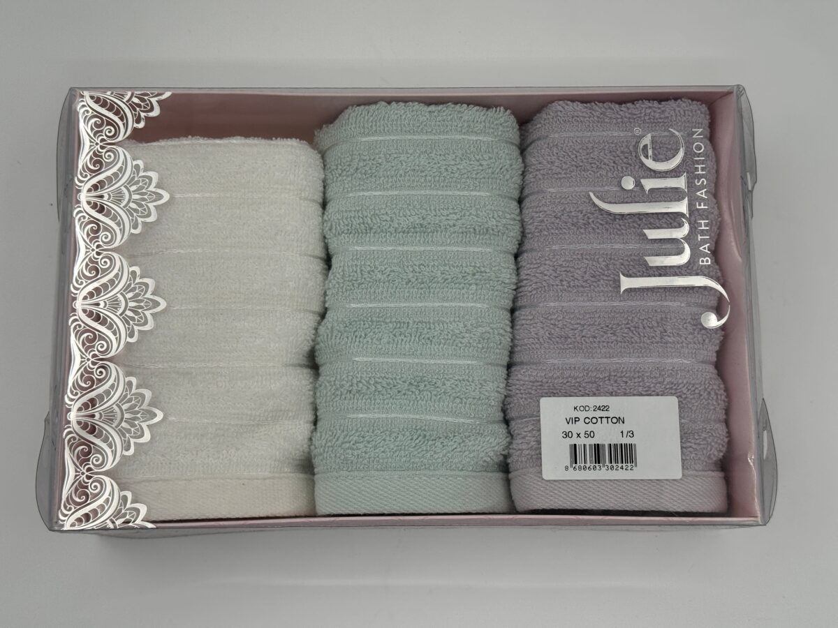 JULIE 3'lü VIP Cotton Havlu Seti 30x50 cm - Görsel 2