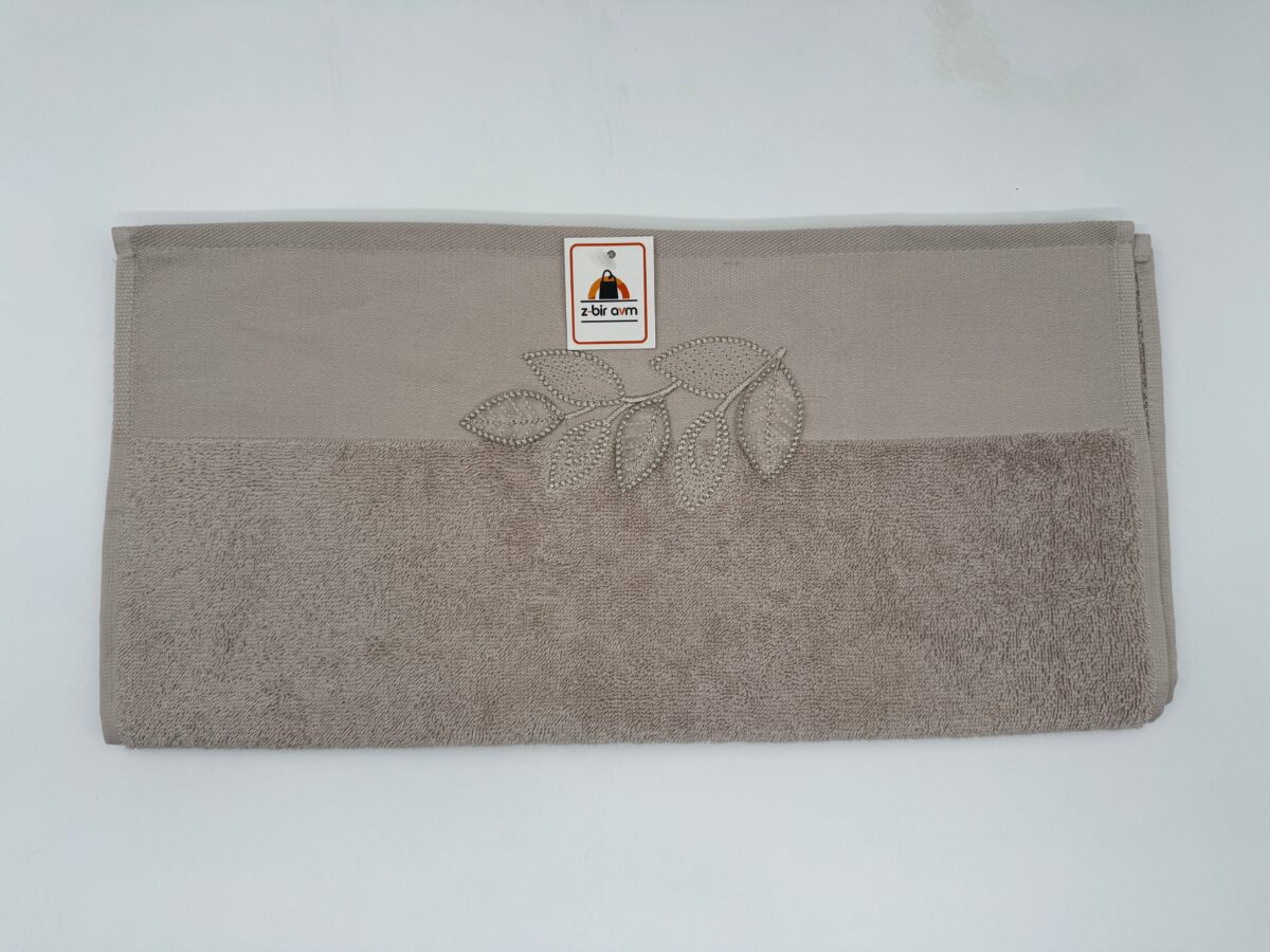 Nurpak Firuze 3D Nakışlı Havlu 50x90 cm - Bej - Görsel 2