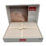 Brillant Deluxe Saten Çift Kişilik Nevresim Takımı Çizgili Bej - Görsel 2