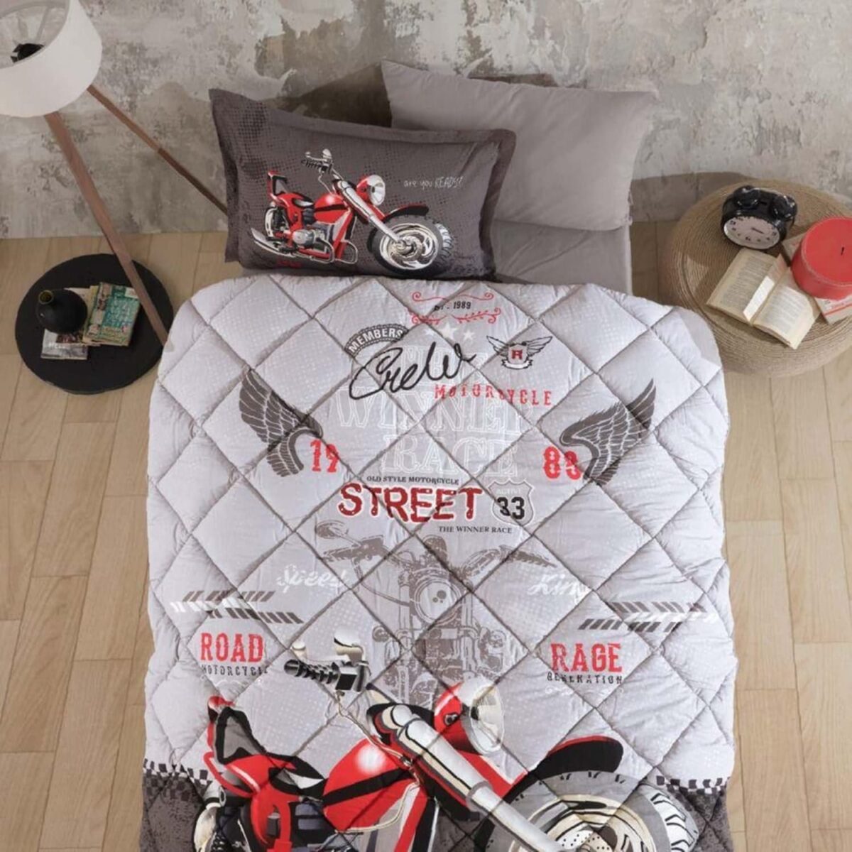 Clasy Tek Kişilik Ranforce Yorgan Seti Street King Gri - Görsel 2