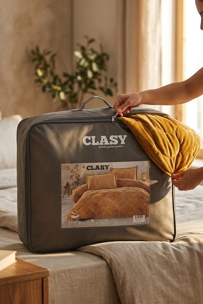 Clasy Fluffy Tek Kişilik Welsoft Yorgan Hardal 155x215 cm