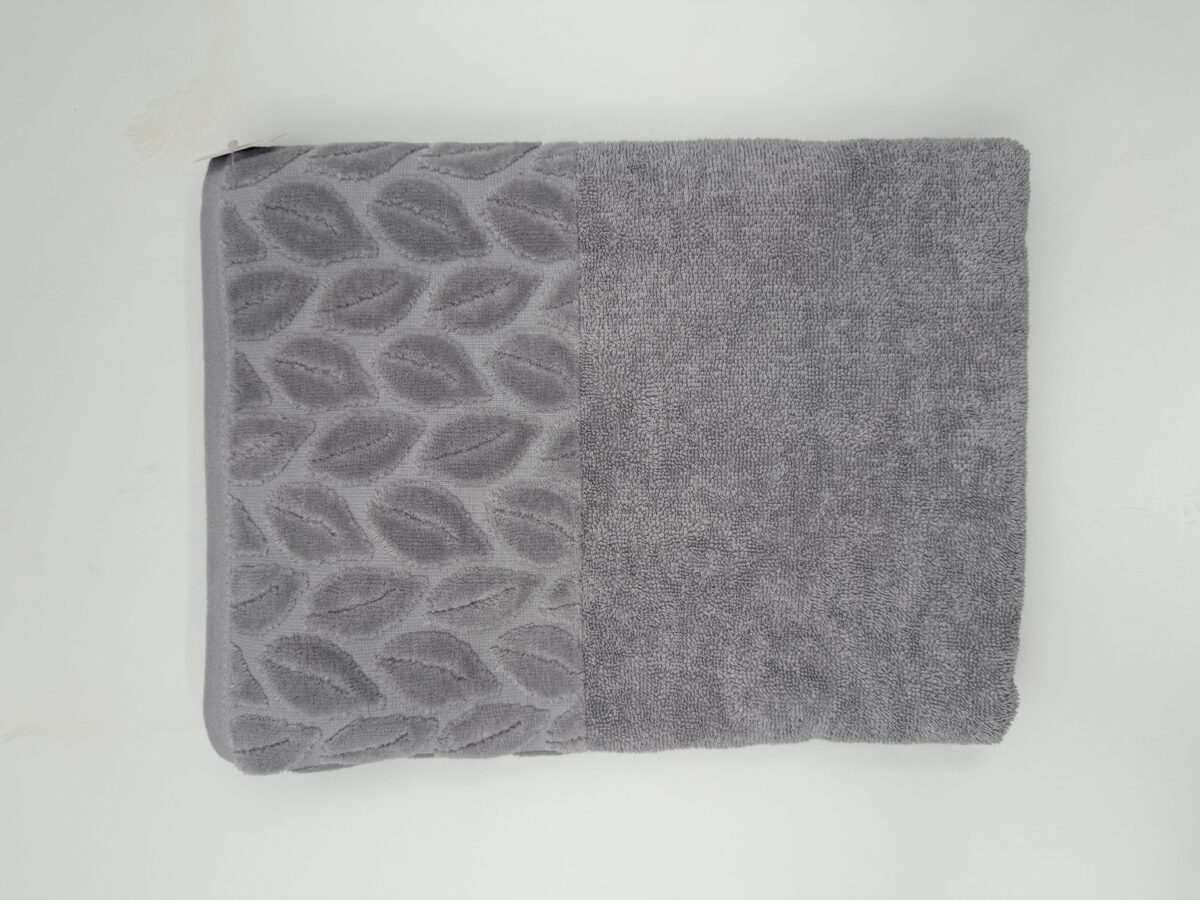 Nurpak 70x140 cm Gri Yaprak Desenli Banyo Havlusu - Görsel 3