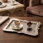 Arow Elegance Desenli Küçük Metalik Servis Tepsisi