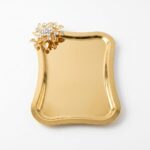 DGN-TAS08 Taşlı Gold Dekoratif Tepsi Sunum Tepsisi
