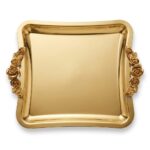 DGN-RS02 Gold Rose Kulp Detaylı Kare Sunum Tepsisi