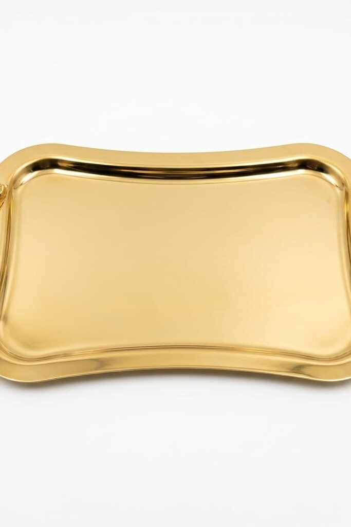 İtalyan Rose Kulp Gold Sunum Tepsisi 15x25 cm
