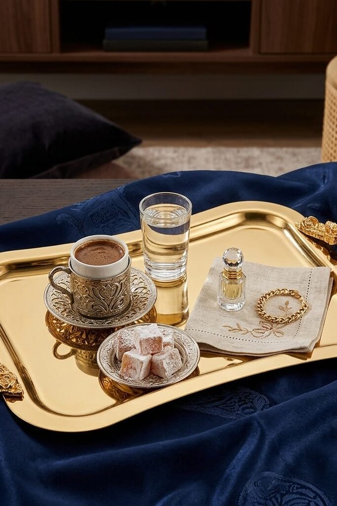 İtalyan Rose Kulp Gold Sunum Tepsisi 15x25 cm