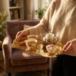 İtalyan Rose Kulp Gold Sunum Tepsisi 15x25 cm