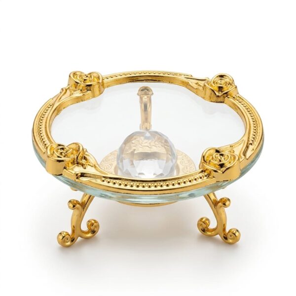 Kristal Detaylı Gold Metal Yüzüklük ve Takı Standı
