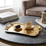 DGN-B03 İnce İtalyan Tarzı Büyük Kulp Gold Sunum Tepsisi - Görsel 3
