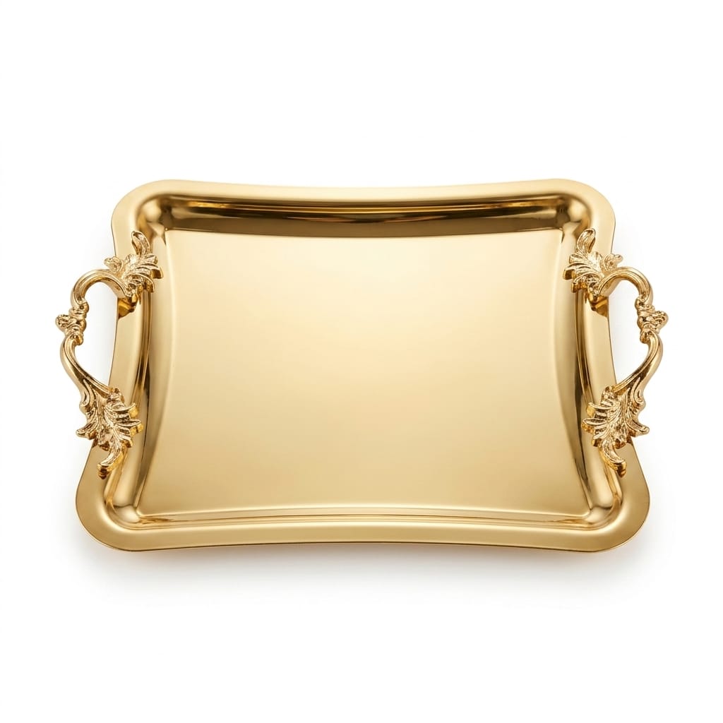 image_1777281319335_0 İtalyan Büyük Kulp Dikdörtgen Sunum Tepsisi Gold DGN-B02 - Görsel 1