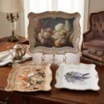 Sultan Gold Büyük Çiçek Desenli Sunum Tepsisi KU-240G 42x33 cm 1 Adet - Görsel 3