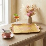 Gül Ağacı Tepsi Klasik Büyük GL-007 Altın Pembe 51x36 cm - Görsel 2