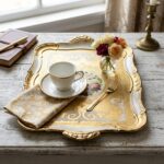 Gül Ağacı Büyük Dekoratif Resimli Servis Tepsisi 51x36 cm Altın Yaldızlı GL-001 - Görsel 2