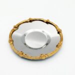 ÇY01 Gül Çerçeveli Çay Tabağı Gümüş Gold Detaylı - Görsel 2