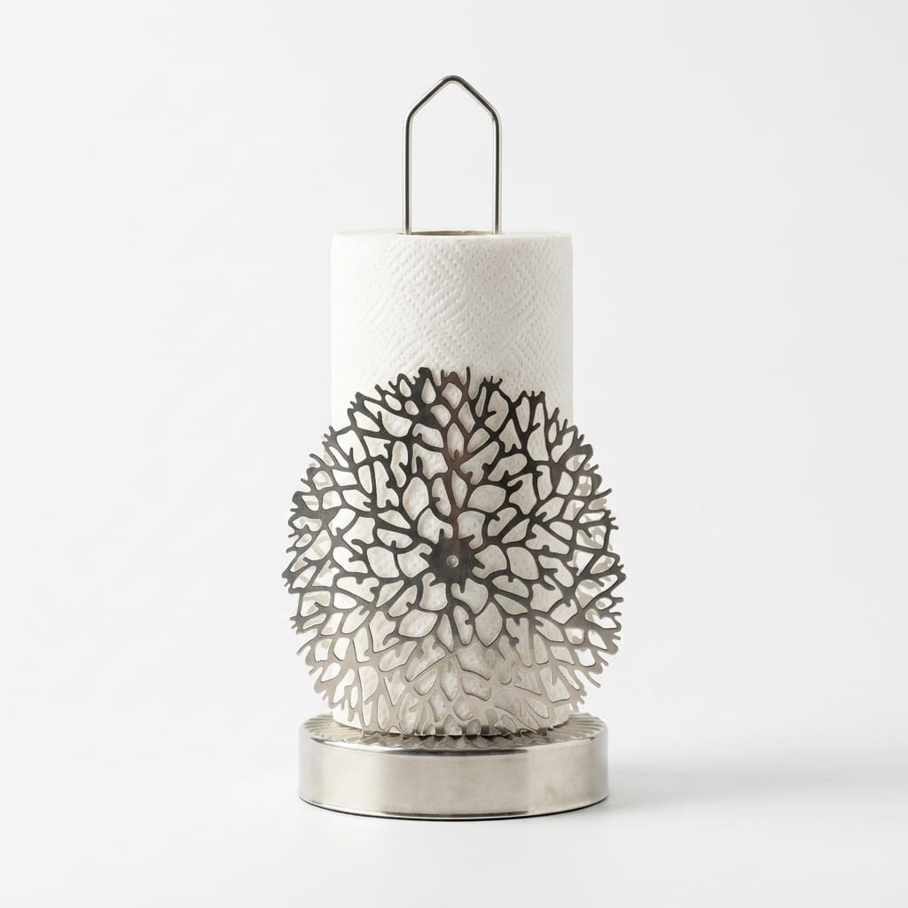 image_1777300128469_0 Leila Mozaik Metal Kağıt Havluluk 29x13 cm Gümüş - Görsel 1