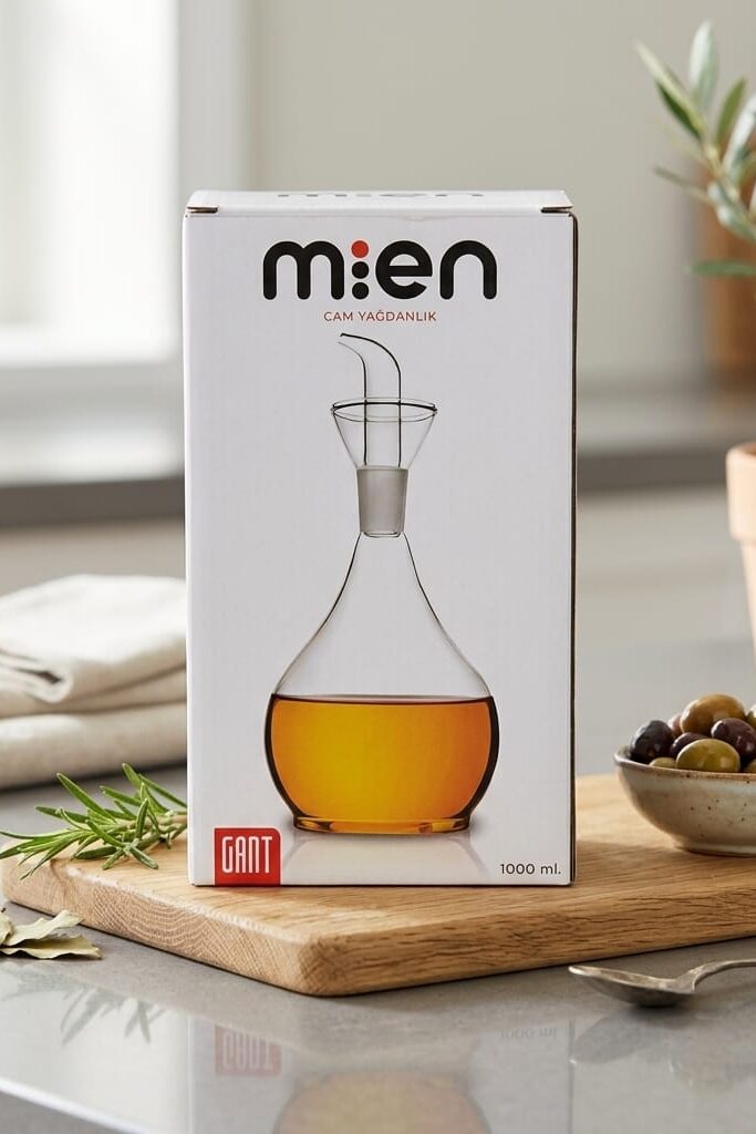 Mien Cam Yağlık 1000 ml Şeffaf Cam Yağdanlık