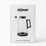 Noveer Akasya Ahşap Kapaklı Ölçülü Cam Yağdanlık 1000 ml