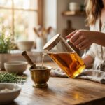NOVEER 1200 ml Bambu Kapaklı Borosilikat Cam Sürahi