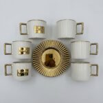 Tekbir 6 Kişilik Lüks Gold Tabaklı Beyaz Kahve Fincan Takımı Seti - Görsel 3