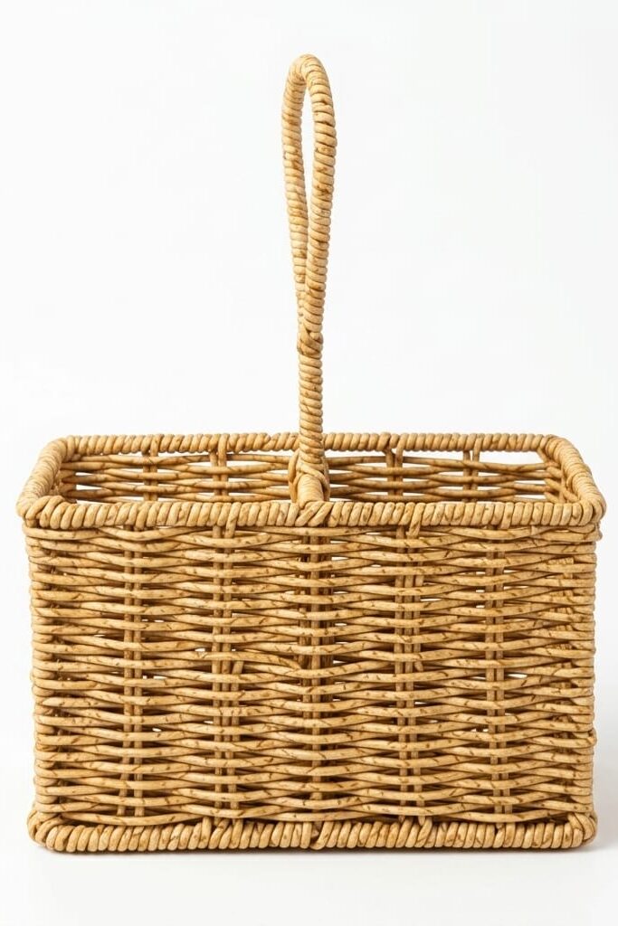 Gold Home Rattan Hasır Mutfak Organizeri 2 Bölmeli Kaşıklık