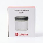 TOHANA VAKUM KAPAK KARE CAM KAVANOZ 600 ML BEYAZ - Görsel 2