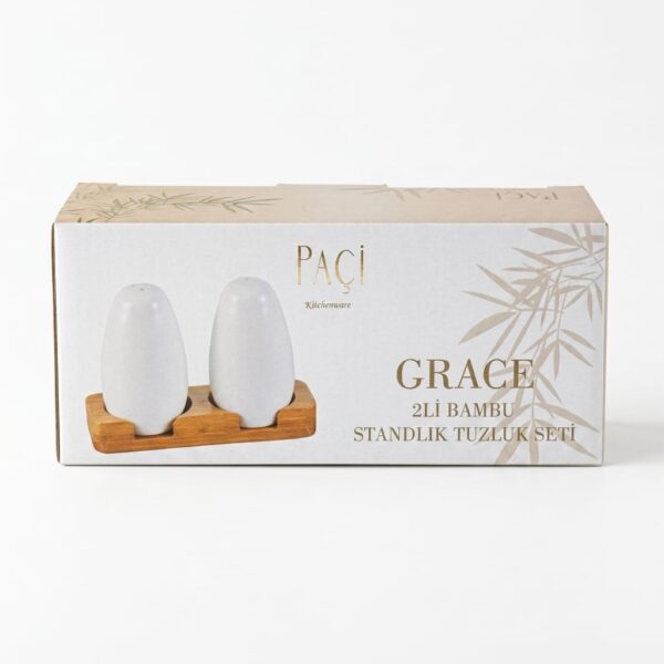 PAÇİ-GRACE 2Lİ BAMBU STANDLI TUZLUK