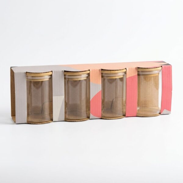 KRD HOME 7878 BAMBU 4 LÜ CAM KAVANOZ