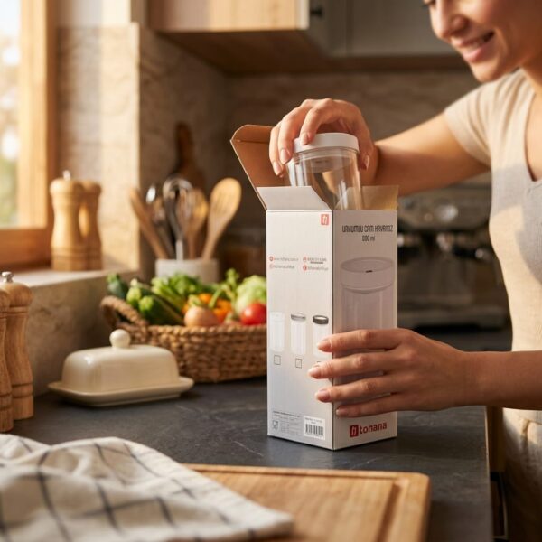 TOHANA 87387 VAKUMLU CAM KAVANOZ 800 ML GRI