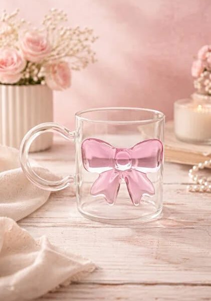 Clasy Fiyonklu Cam Kupa 400 ml Şık Tasarım Bardak