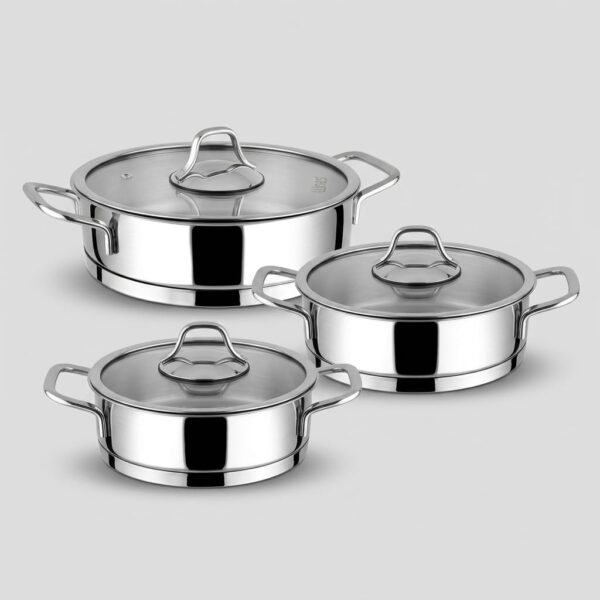 Lines Silver 3 Lü Basık Tencere Seti 18-20-22 Cm