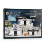 Lines Silver 3 Lü Basık Tencere Seti 18-20-22 Cm - Görsel 3
