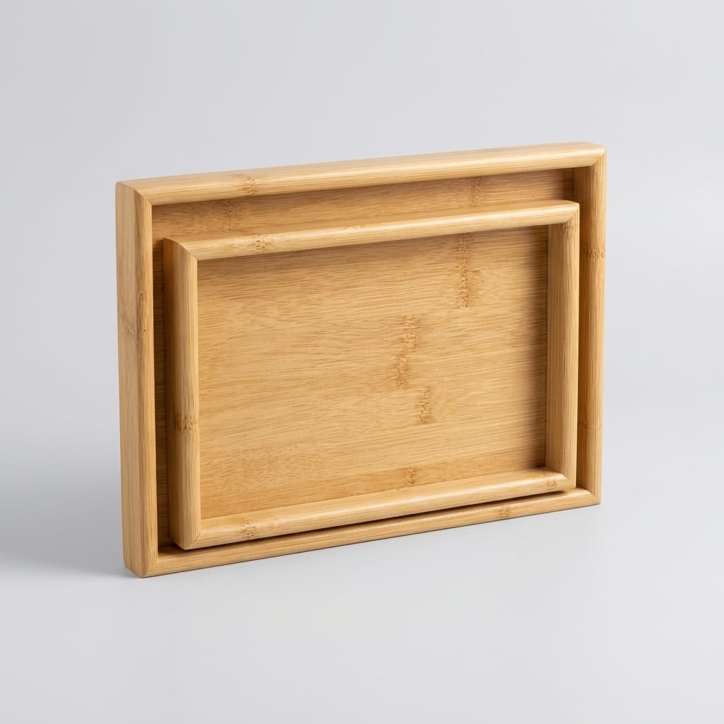 2'li Bambu Ahşap Sunum Tepsisi Seti 30x20 cm ve 35x25 cm