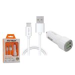 Hytech HY-X46 3.4A Type-C Kablolu 2 Portlu Beyaz Araç Şarj Cihazı