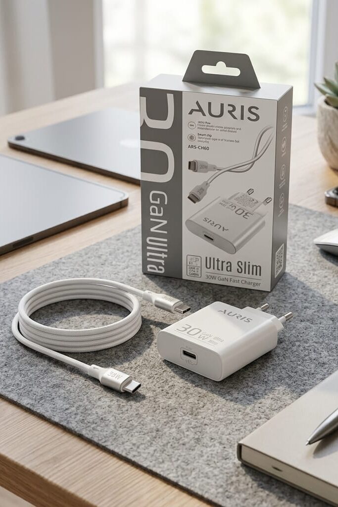 Auris ARS-CH60 30W GaN Ultra Slim Type-C Hızlı Şarj Cihazı Seti