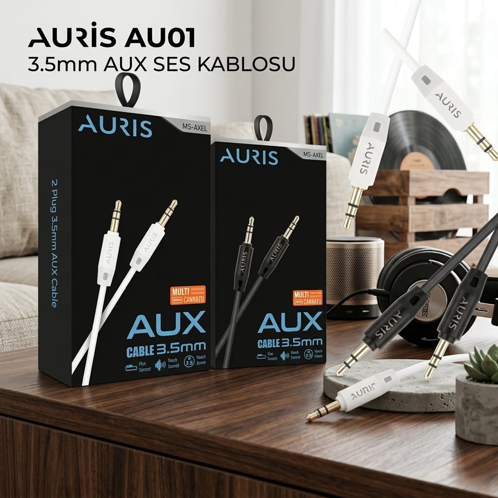 Auris AU01 3.5mm Aux Ses Aktarma Kablosu