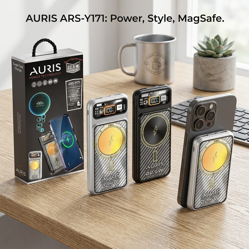 AURIS ARS-Y171 12.000 mAh 22.5W MagSafe Hızlı Şarj Powerbank