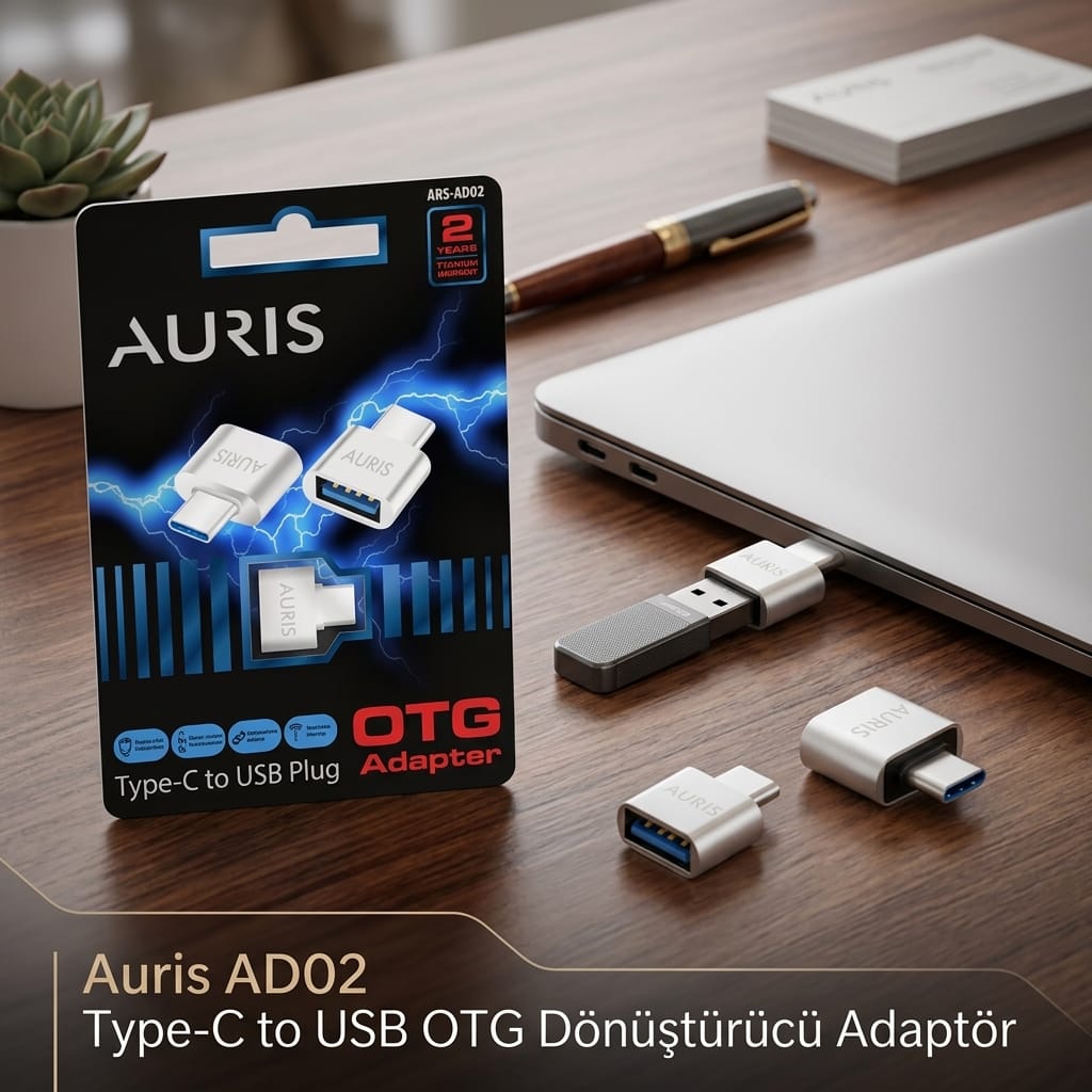 Auris AD02 Type-C to USB OTG Dönüştürücü Adaptör