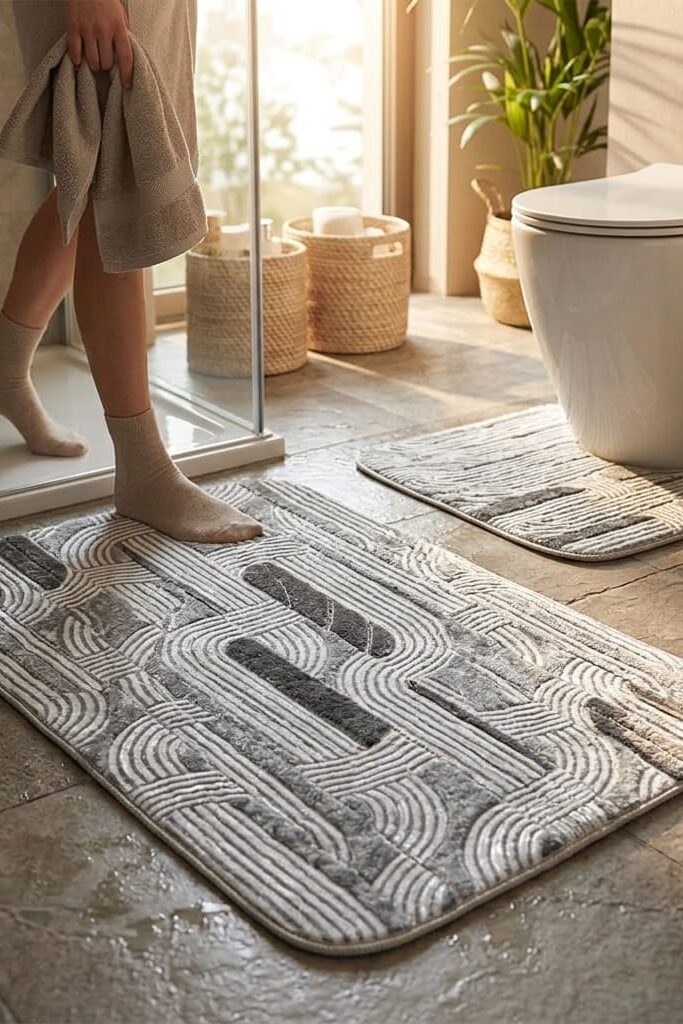 Berroni 2'li Klozet Takımı Kaymaz Tabanlı Paspas Seti 60x100 cm